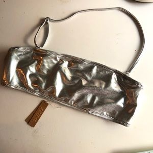skims swim brand new silver bandeau bikini top